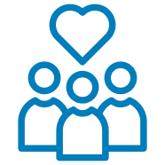 Heart with three people icon