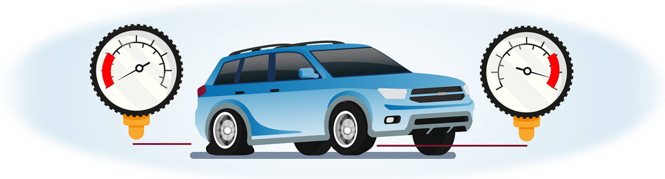 Car with deflated tire