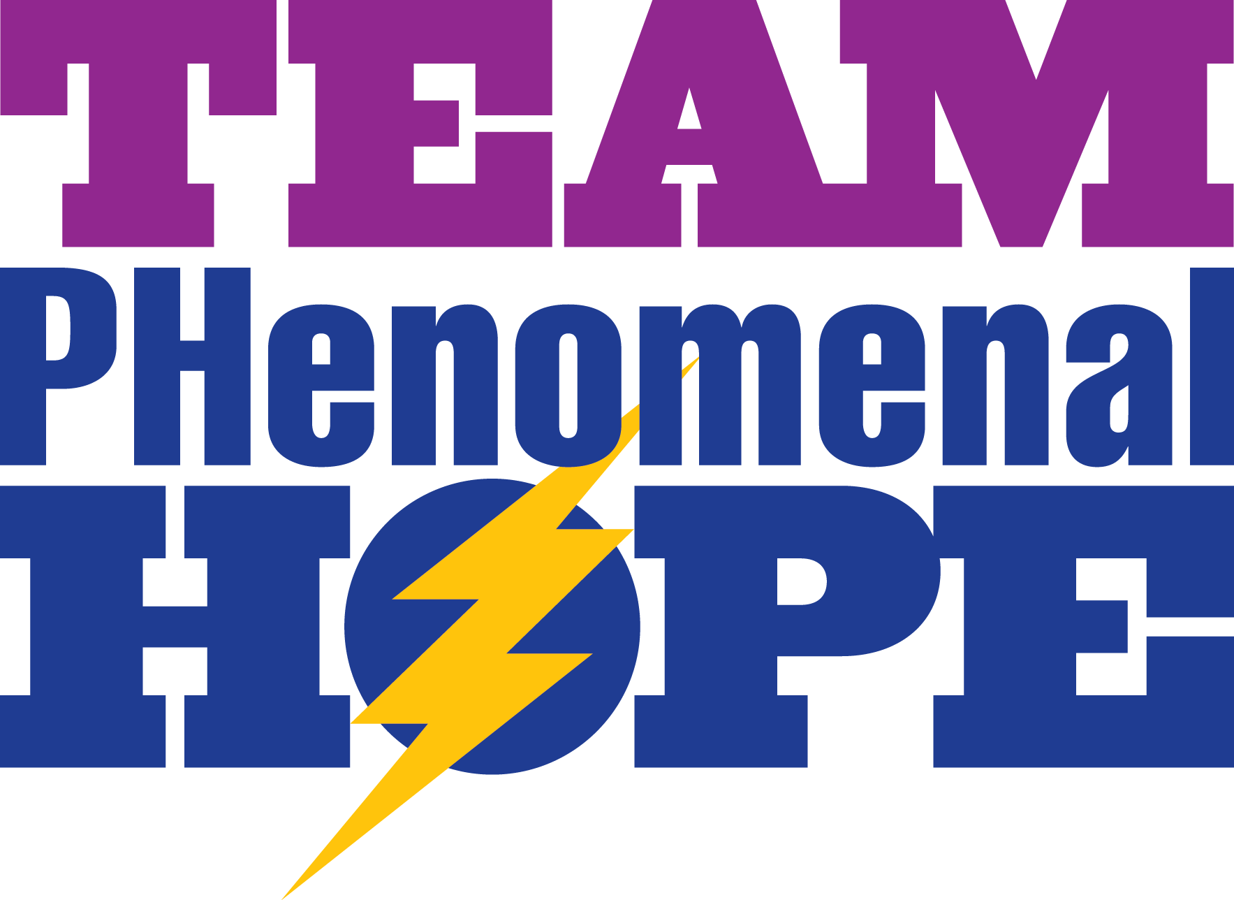 purple, blue, and yellow Team Phenomenal Hope logo