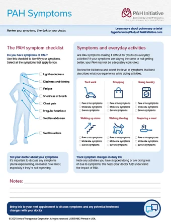 Downloadable PAH symptoms checklist