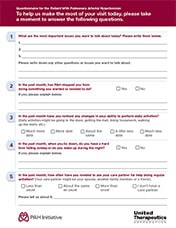 PAH patient questionnaire